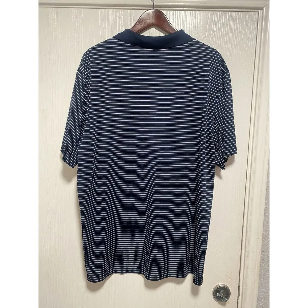 Nike Golf Short Sleeve Polo Shirt Men‎ XL Blue Striped Tour Performance Dri-Fit